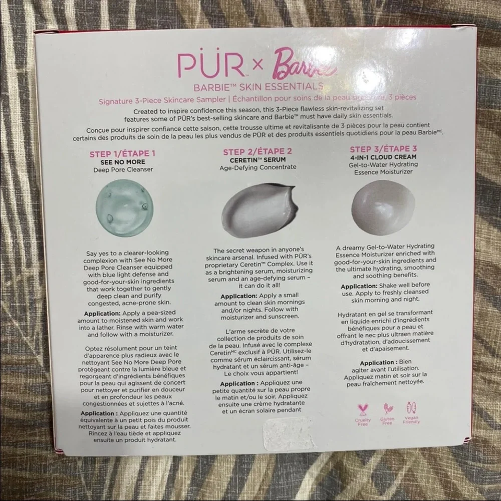 PUR X Barbie Signature 3-Piece Skincare Sampler CLEAN BEAUTY NIB
